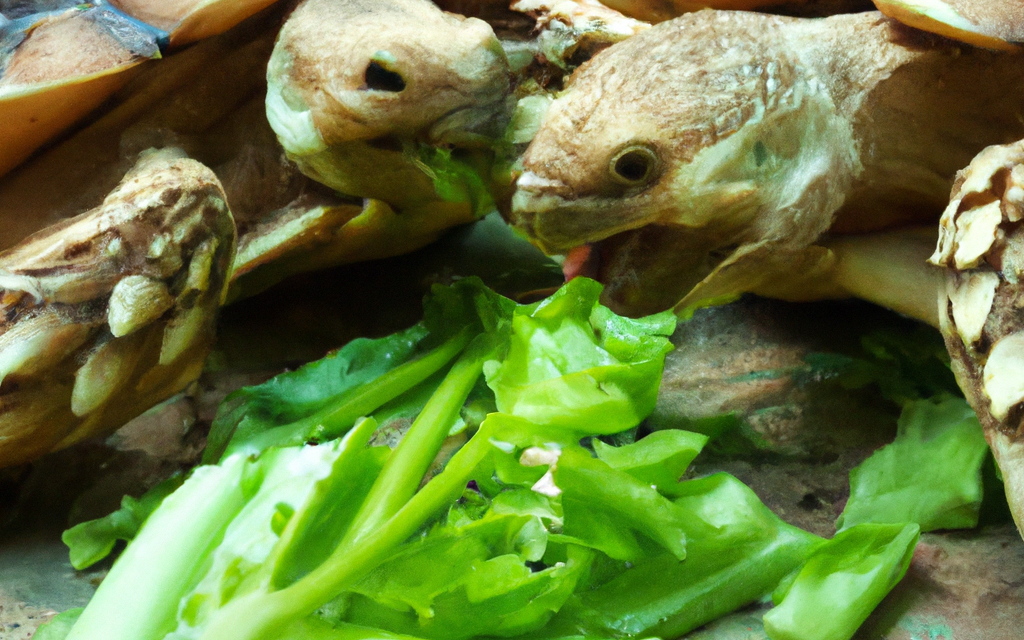 Sulcata tortoises eating celery